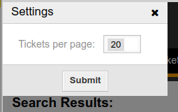 OTRS search results tickets per page