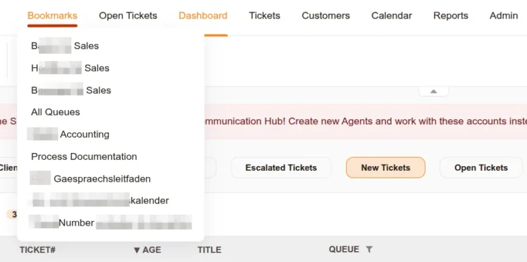 Znuny & OTRS extension to add bookmarks to top menu, allows adding important bookmarks with limited visibility to given roles and groups