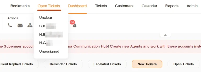 Znuny & OTRS extension to add bookmarks to top menu, allows saving queries for managing teams or new tickets over many queues